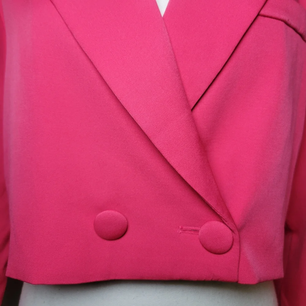 Klesis Fuschia Pink Cropped Blazer Jacket Boxy Modern Fit Menswear Girl Boss MD